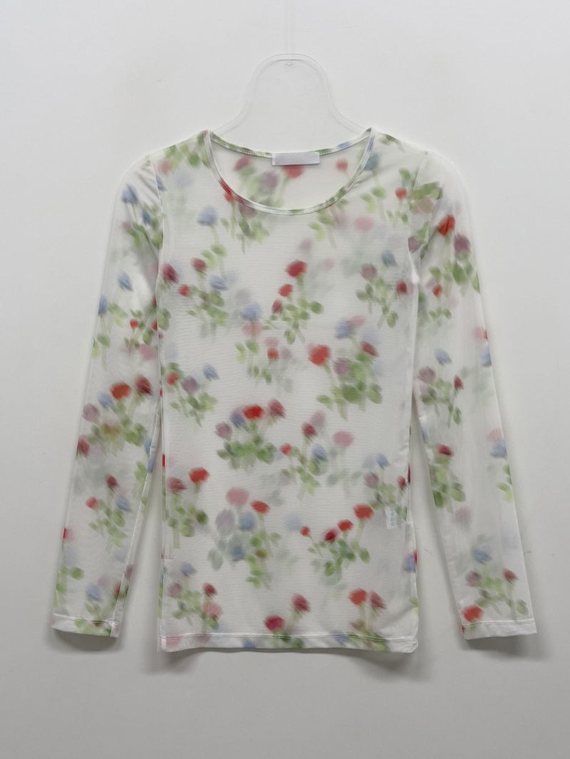 Flower See-through Layered T-shirt