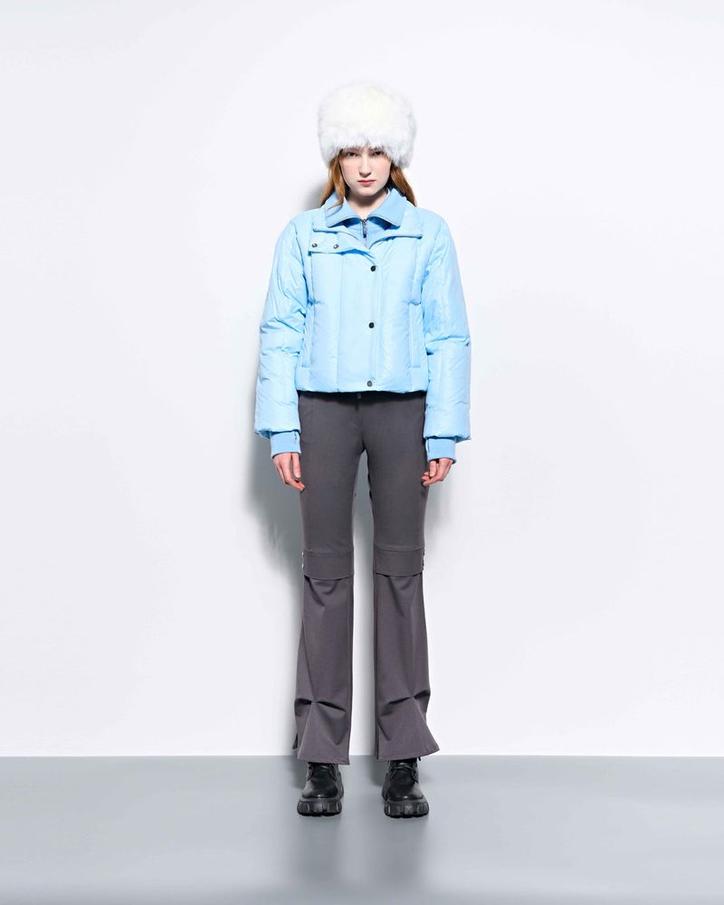 Rib Neck Goose Down Jacket _ Sky Blue