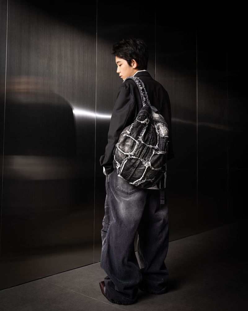 Washed Denim Turtle Backpack (Black)