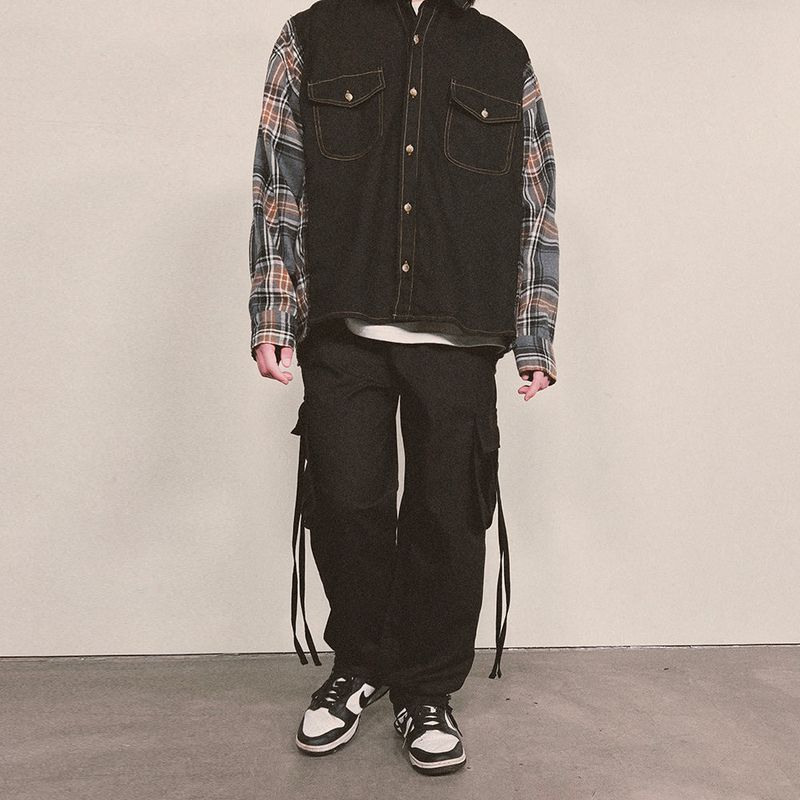 strap elastic pants_black