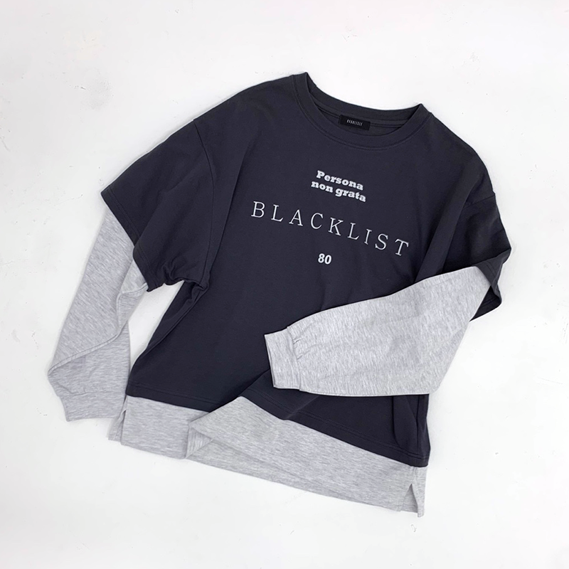 Blacklist lettering Layered tee (Charcoal/Grey)