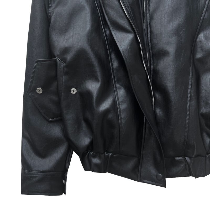 Old box leather bike overfit leather jacket (2 colors)