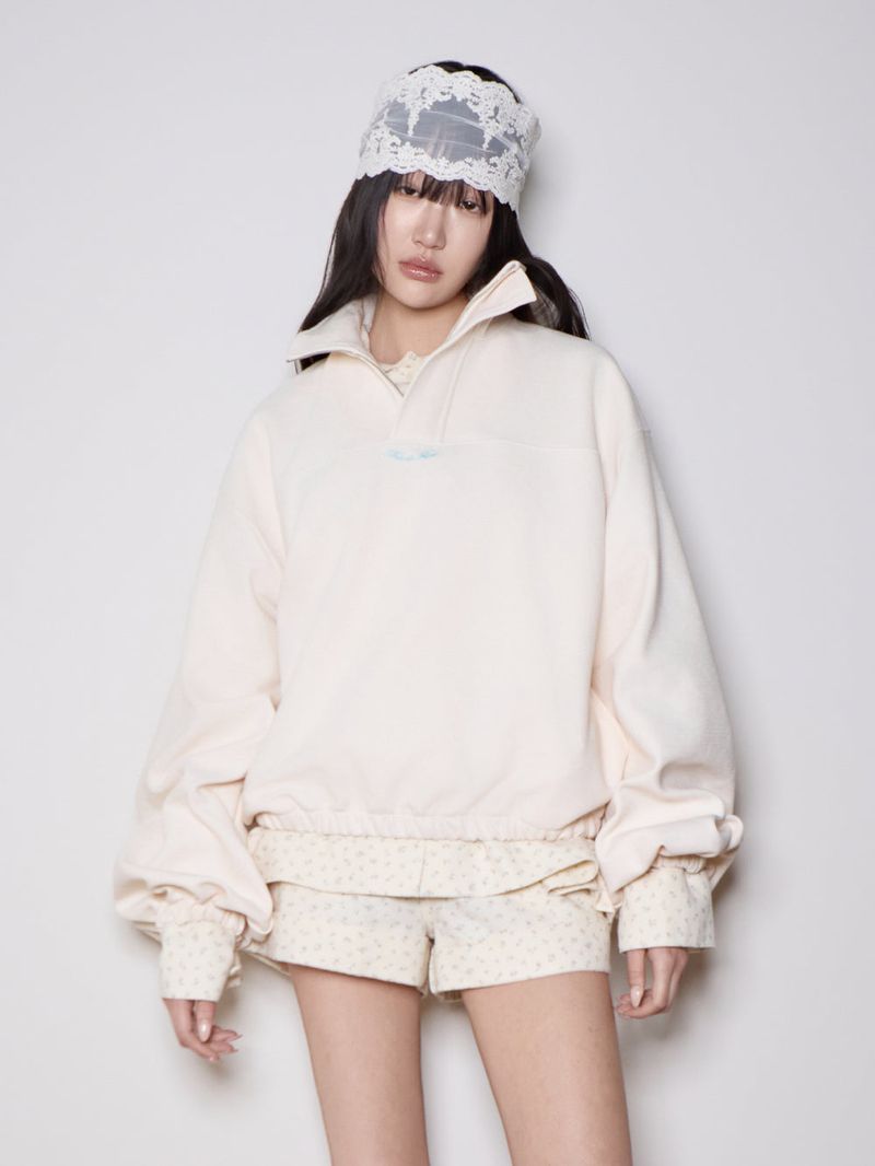 Quarter-Zip Balloon Pullover Sweatshirt