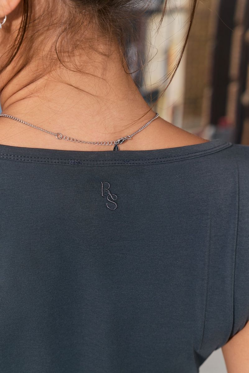 Monica V-Neck Tee (Charcoal)