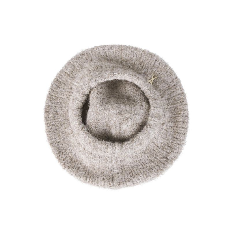 Stud Logo Wool Knit Beret Mocha