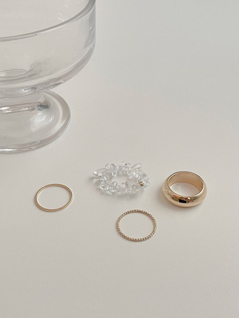 [4 set] summer beads layered ring set / bold summer ring