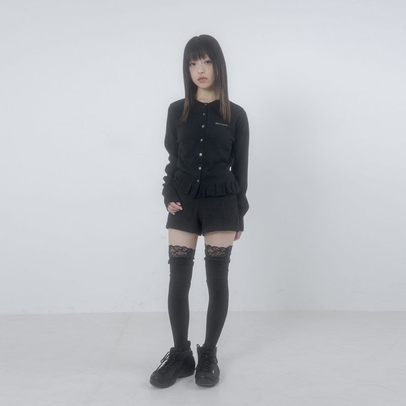 Frilling knit cardigan 001