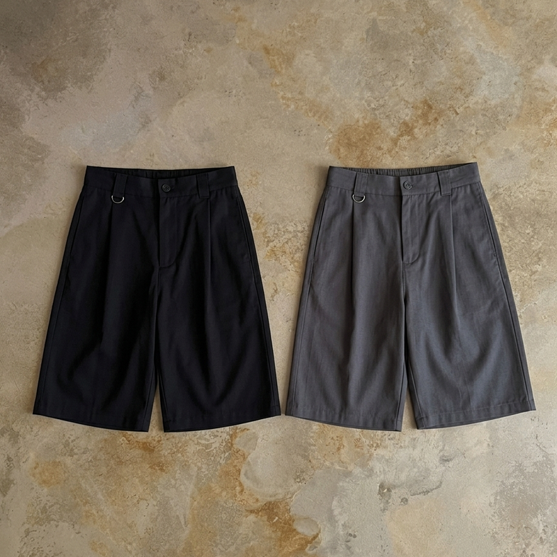 Pleated Wide Silhouette Shorts