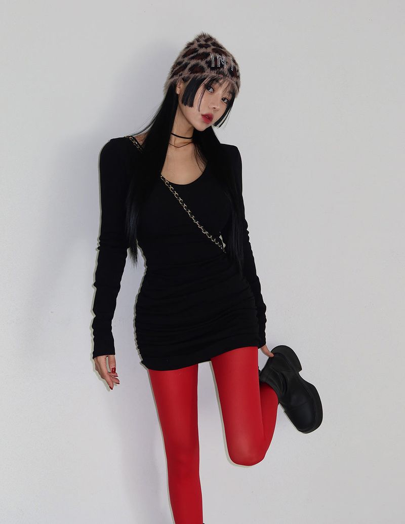 Pleasantly Thick Napping Shirring Mini Dress