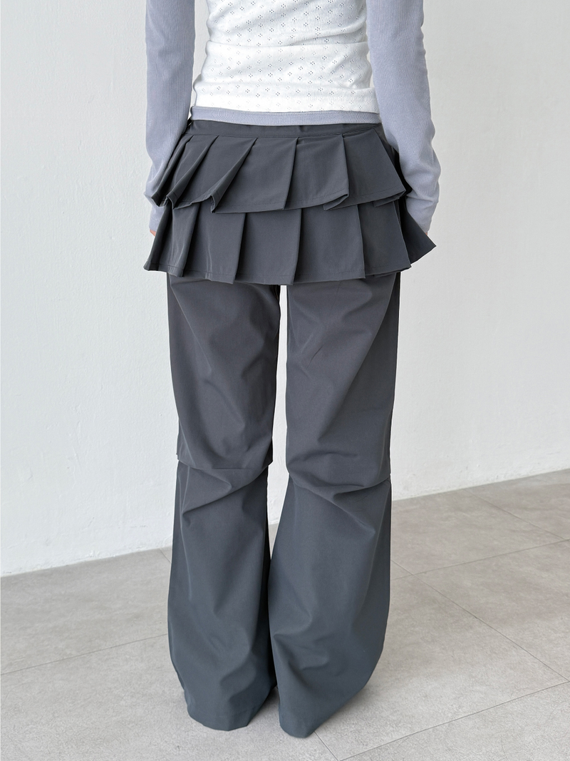 pleated wrap skirt pants (2color)