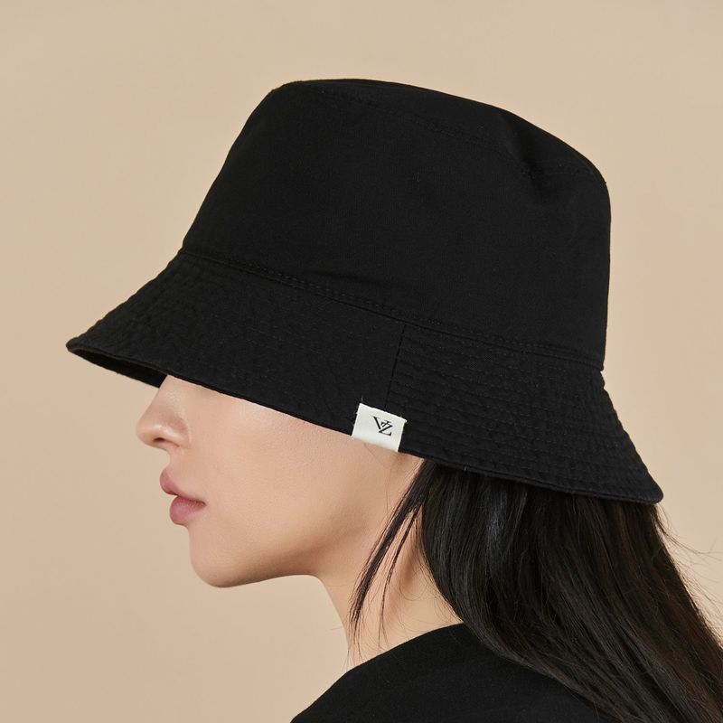 Monogram Label Pigment Bucket Hat Black