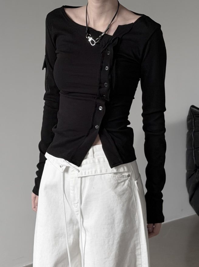 Structured Pocket Cardigan Top