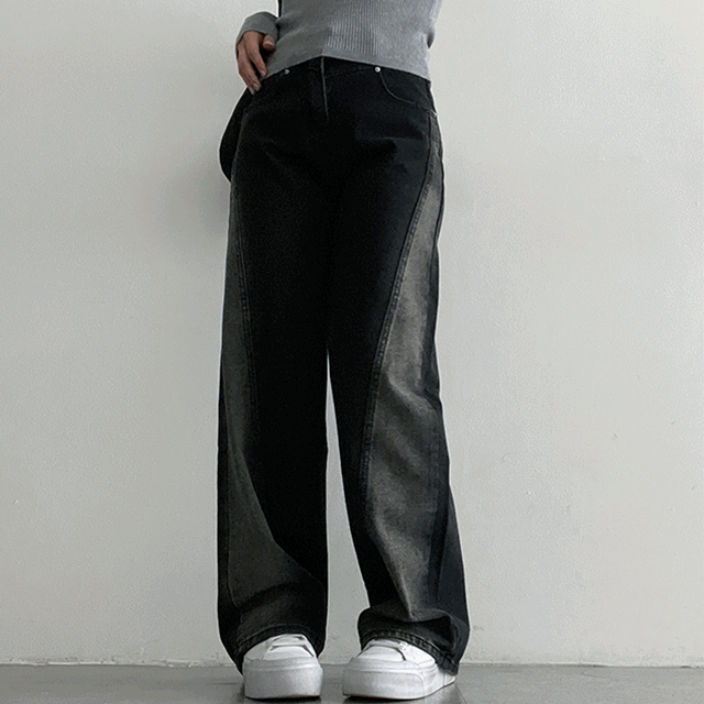 hijjoo（ハイチュー）の「[S-XL] Nug Black Gradation Slit Wide Denim Pants (1 color)（Pants）」
