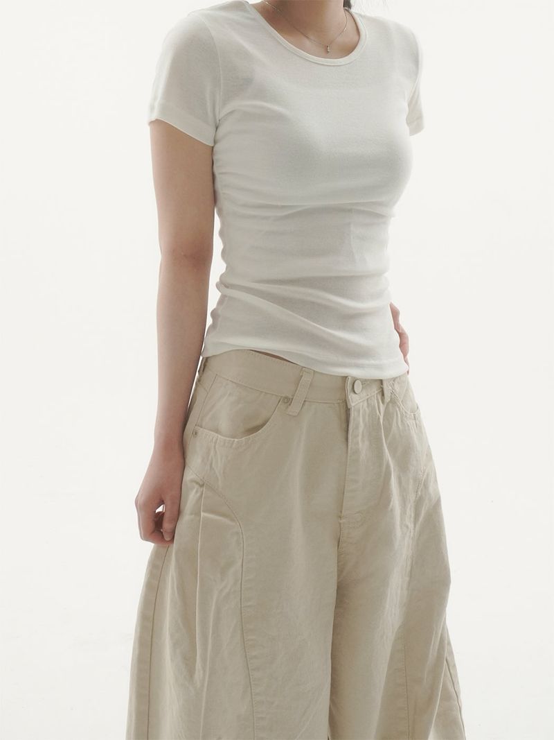 Pye shirring short sleeve T-shirt -4C