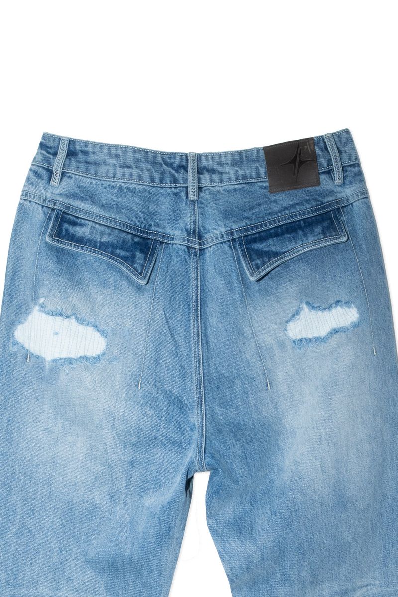 WASHED RAW EDGE DENIM (BLUE)