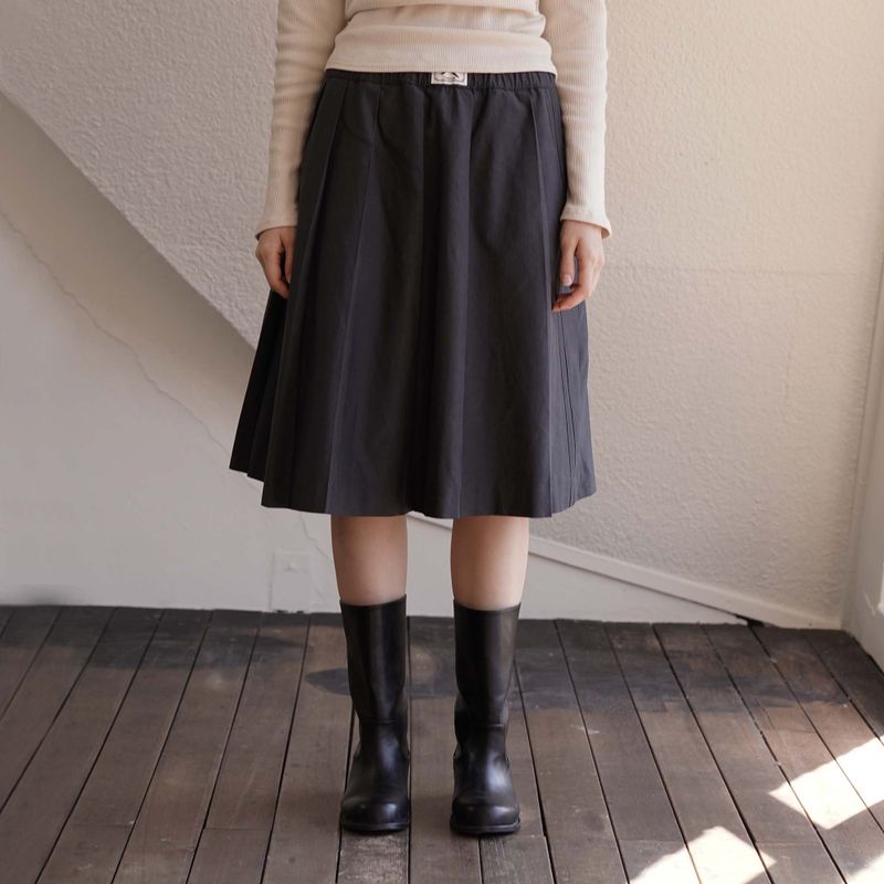 Charcoal Double Pleats Skirt