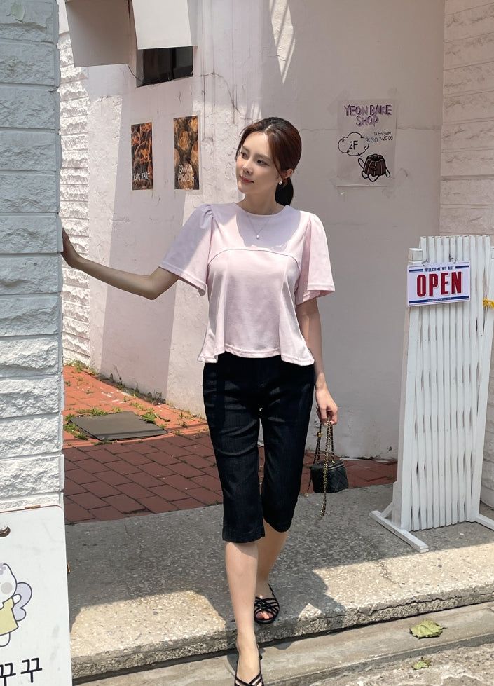 Roden Slit Span Capri Denim Pants