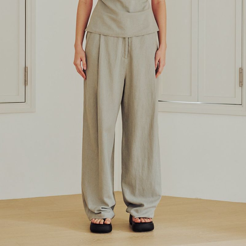 Linen Wide Pants (BEIGE)