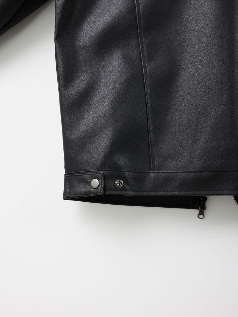 LMN Rivet Tracker Short Leather Jacket (black)