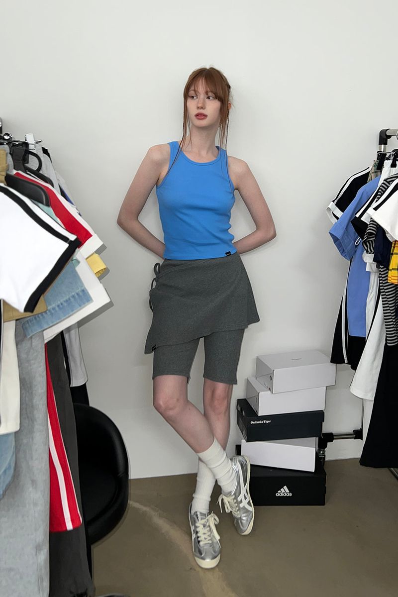BIKER LAP SKIRT SHORTS (CHARCOAL)