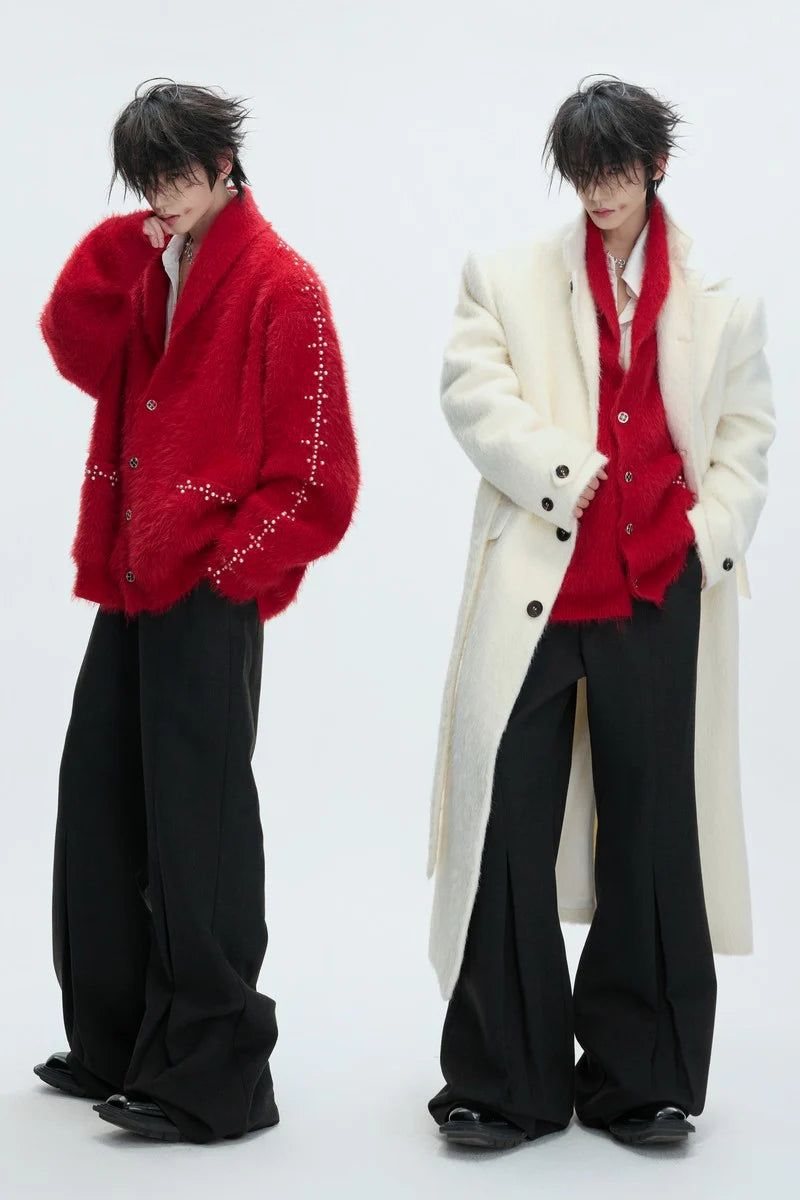 Wool Pleated Flare Trousers