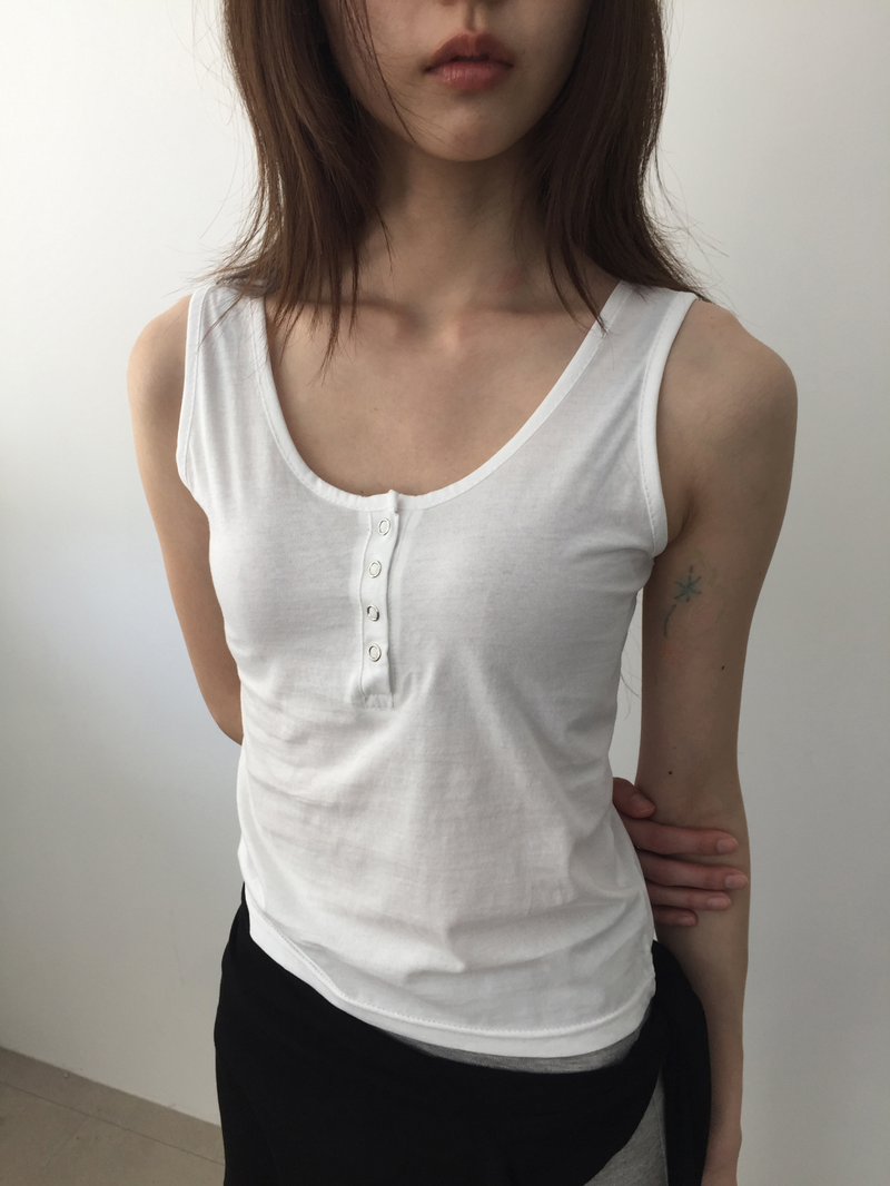 Classic Henry Button Sleeveless (4color)