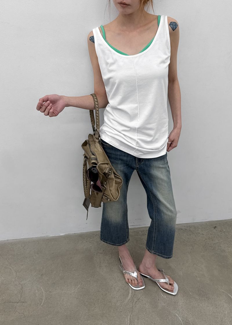 [MADE] Neko Pintuck Long Sleeveless Top