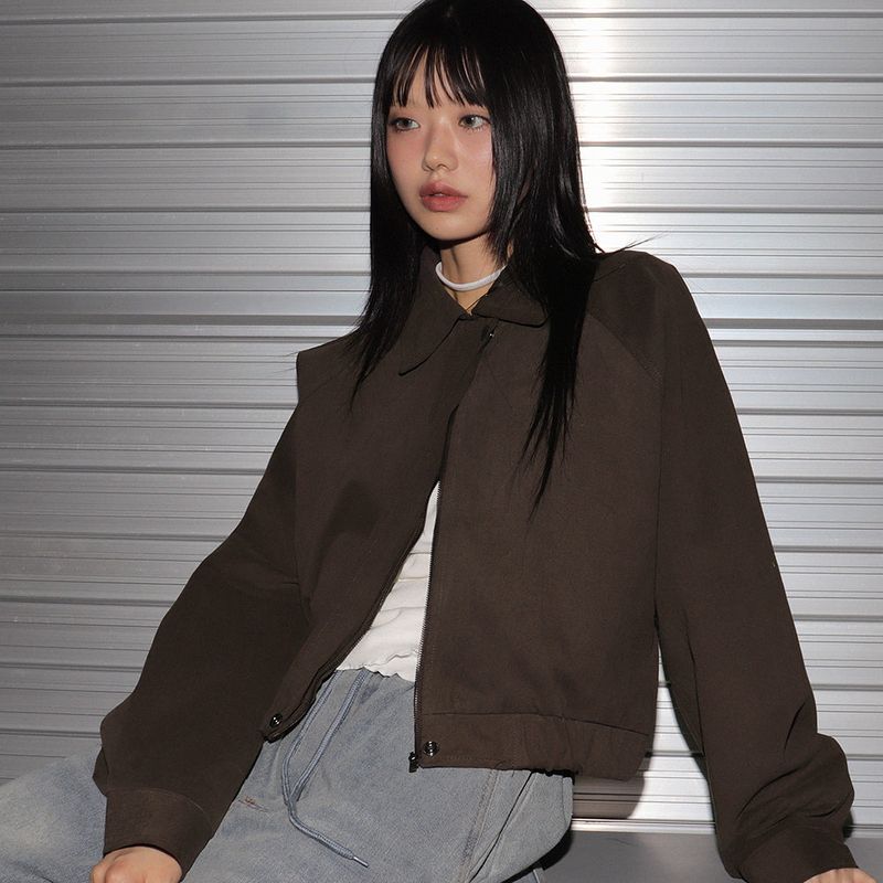 Wicon Collar Cotton Cropped Short Jumper Jacket