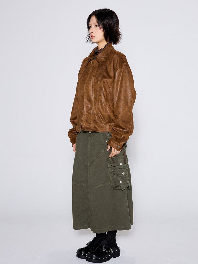 SUEDE WASHED JACKET / BROWN
