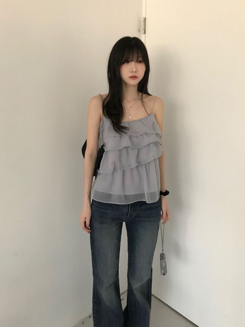 See-through frill bustier (2 colors)