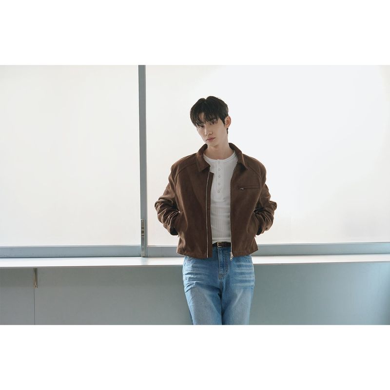 Suede crop biker jacket(Brown)