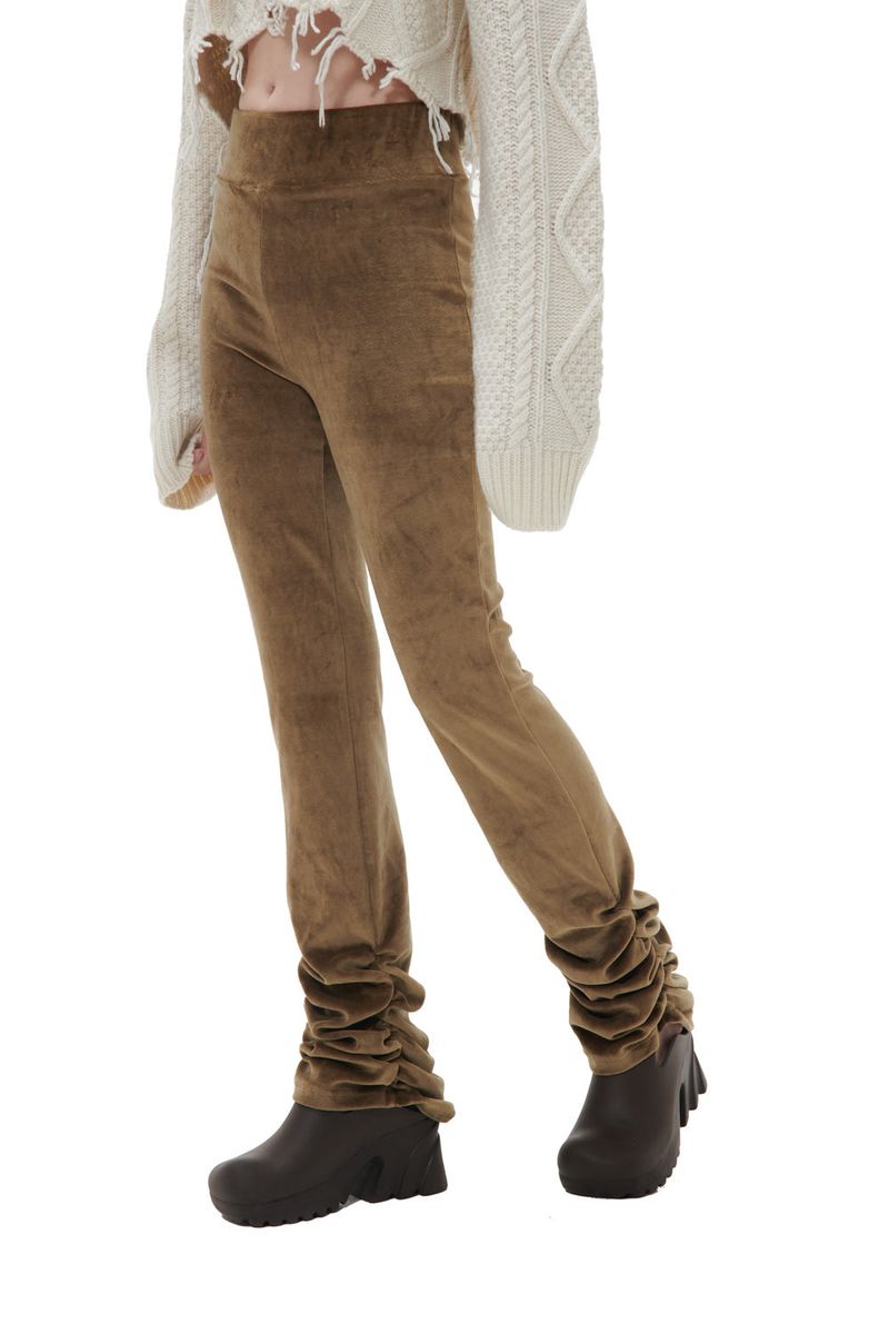 VELVET SHIRRING LEGGINGS