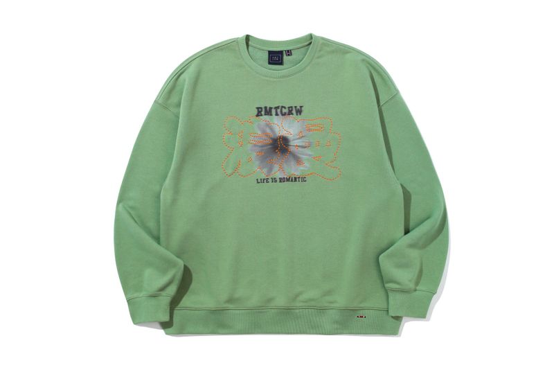 STITCH SLOGAN FLOWER CREWNECK