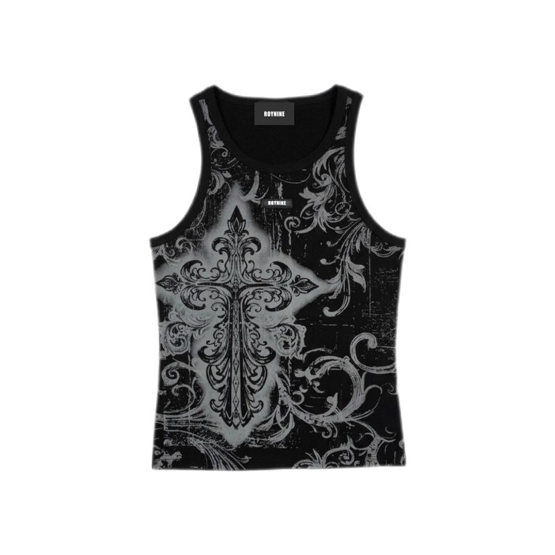 ROYNINE(ロイナイン)の「Black Painting Sleeveless T-Shirt(Tops)」