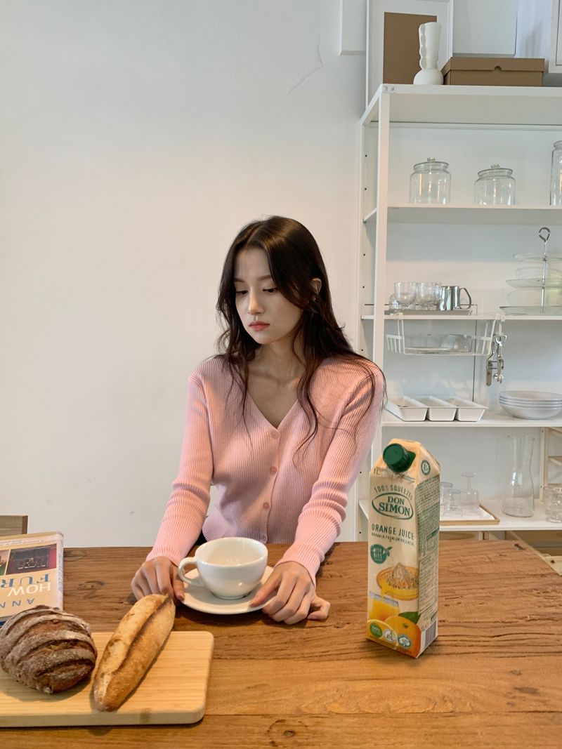 Milk Soft V neck Ribbed Cardigan