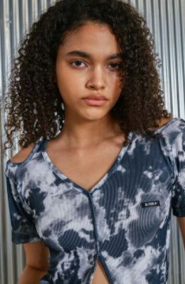 tiedye open tee_ navy