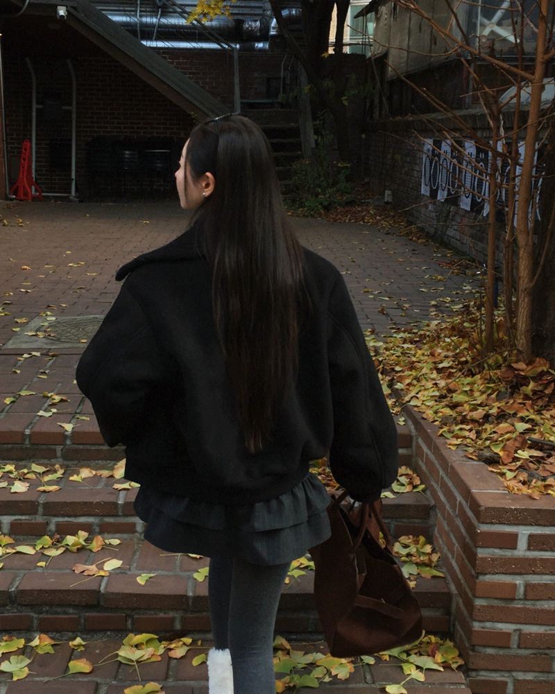 [BELLIDE MADE] Mock, suede blouson mouton jacket