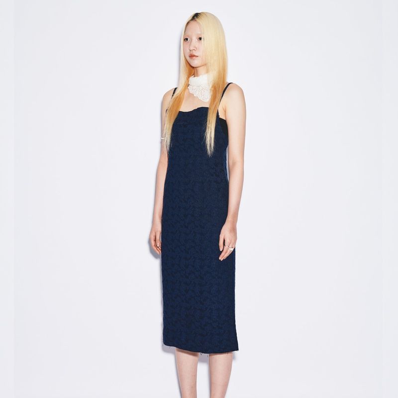 jacquard bustier dress  [navy]