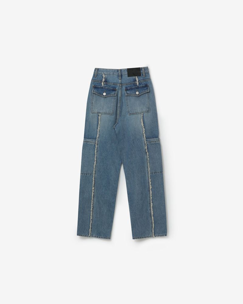 Diagonal fringe denim [ midium blue ]