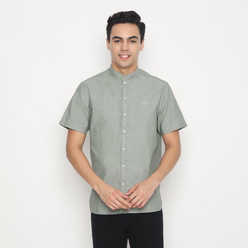 MON AKITA - Fuji Men Short Sleeve Shirt Green