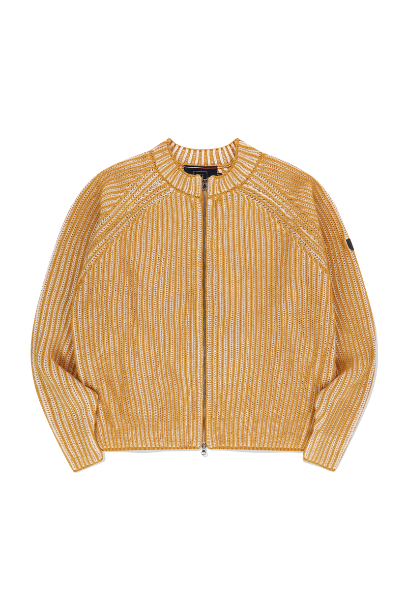TWO TONE HEAVY KNIT ZIP UP