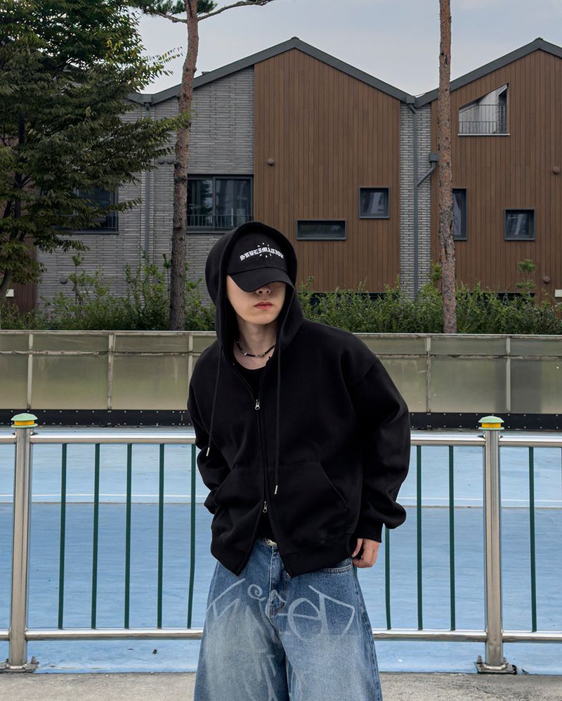 Clean Two-way Crop Hood Zip-up