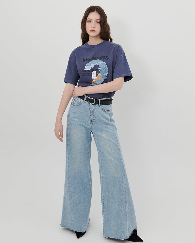 PANELED WIDE LEG JEANS [LIGHT BLUE]