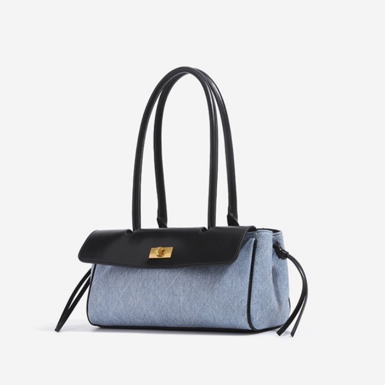Vintage Jacquard Flap Baguette Shoulder Bag