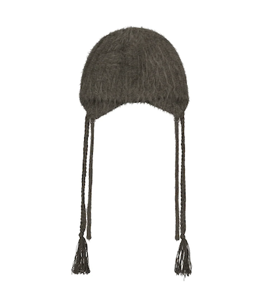 Double Strap Angora Beanie / Stone Brown