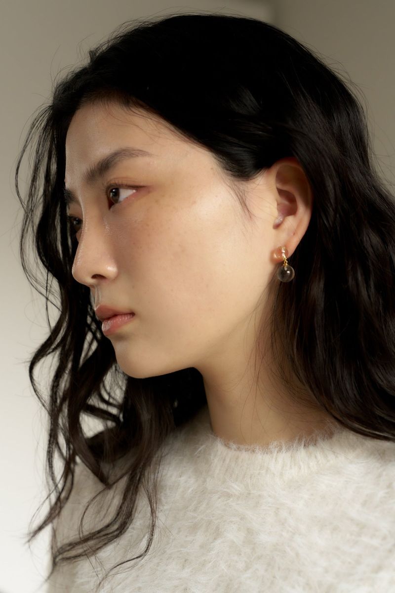 clear quartz earring (2color)