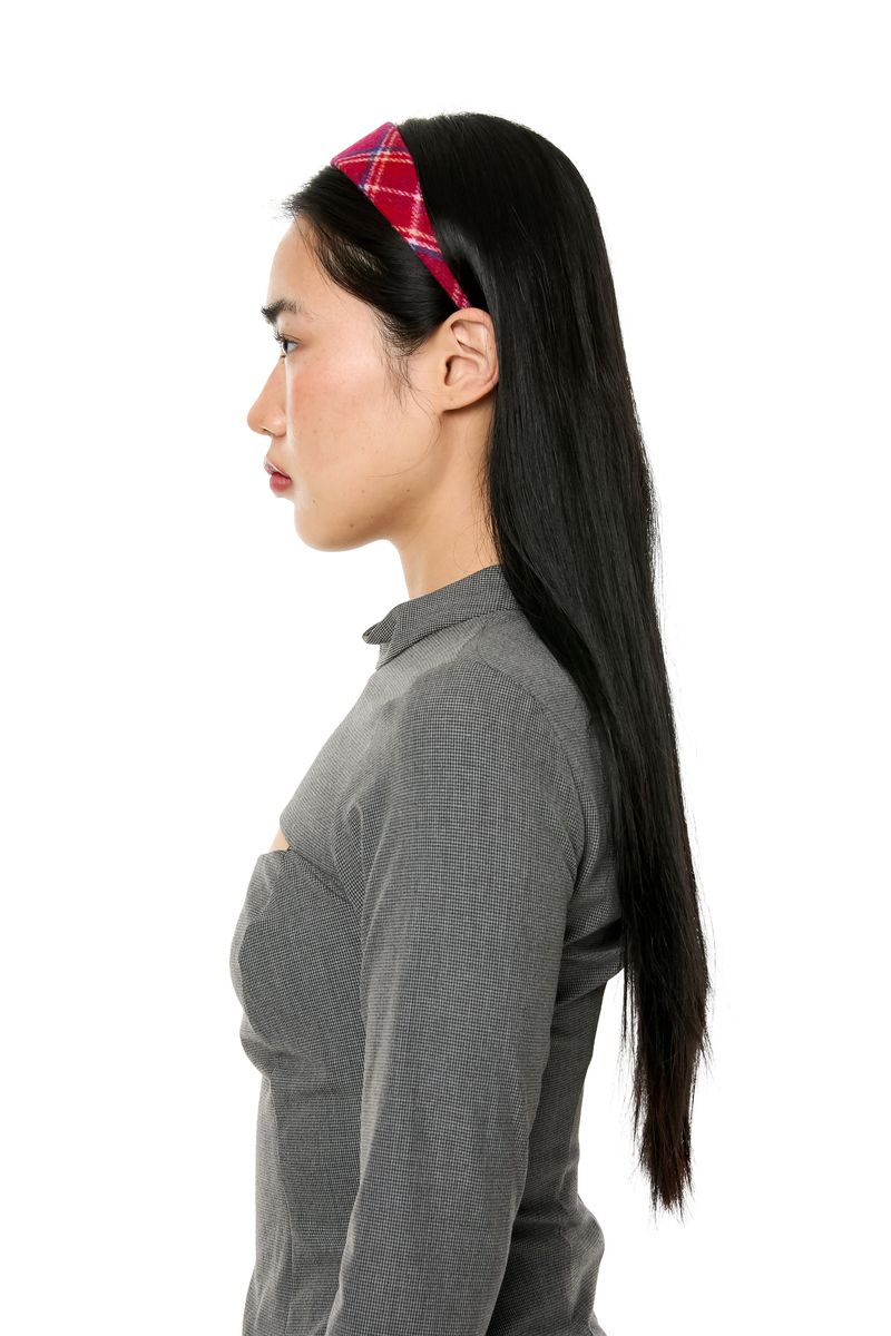 CHECK HAIR BAND / GREY