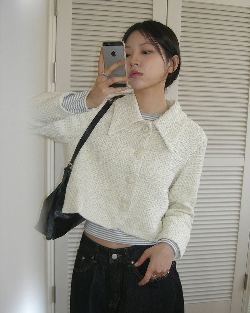 WONDER WONDER(ワンダーワンダー)の「EO collar tweed short jacket(Jackets/Outerwear)」