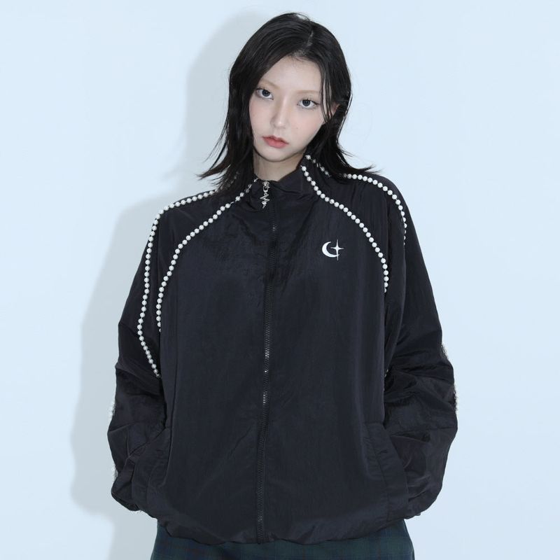 1 0 pearl windbreaker - BLACK