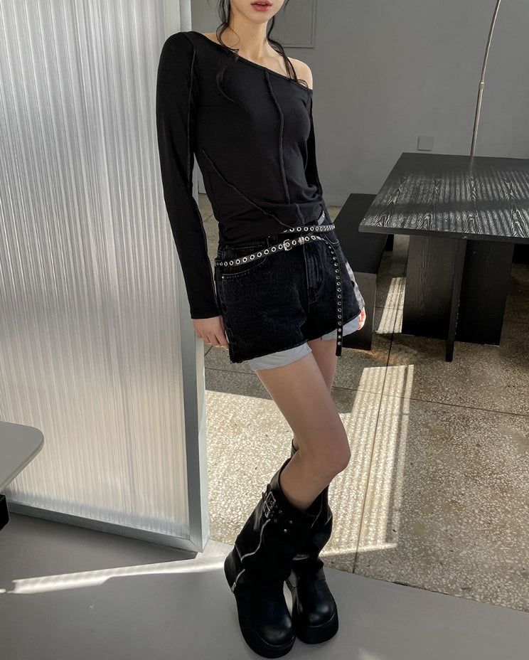 Pocket Point Black Denim Shorts